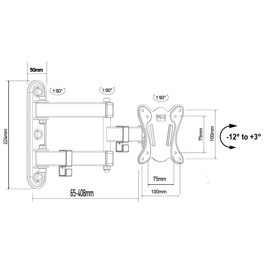 Mbajtëse muri për TV Maclean MC-417, 13-32", 30kg, e zezë