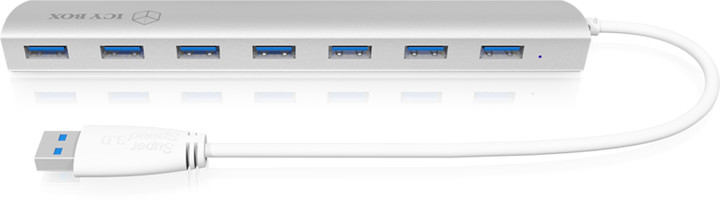 USB Hub Icy Box, 7x USB 3.0, e argjendtë