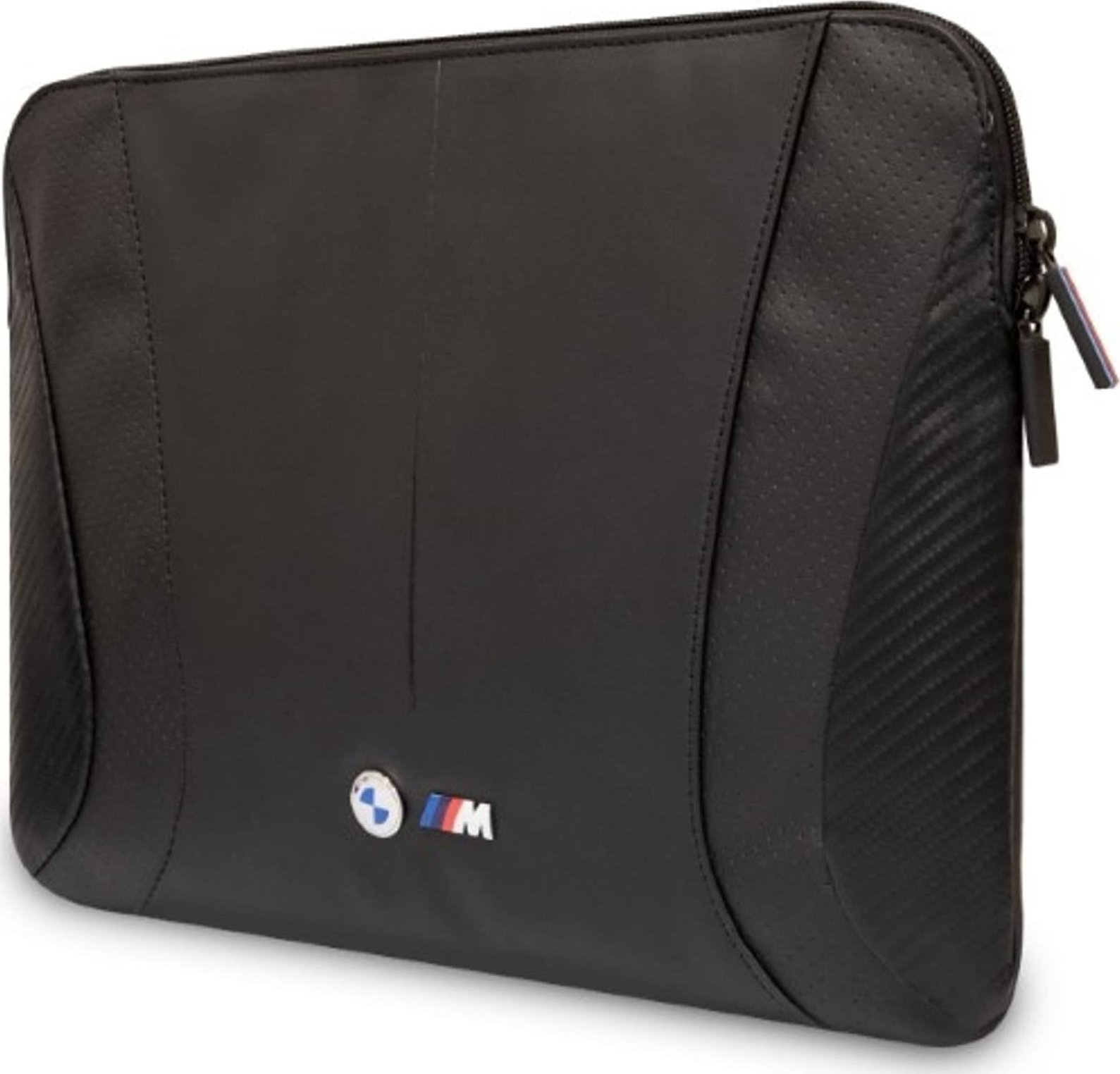 Çantë sleeve për laptop BMW Carbon Perforated, 14", najlon dhe lëkurë eko, e zezë
