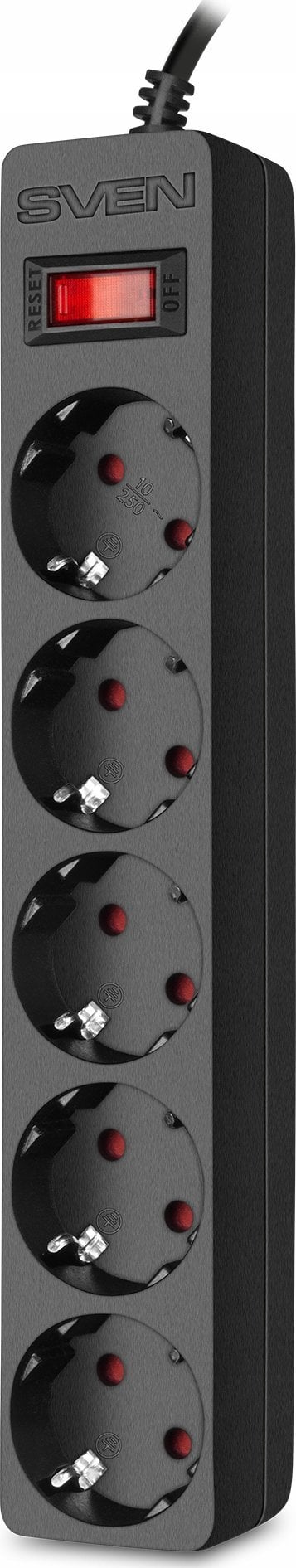 Prizë mbrojtëse SVEN SF-05E, 5 dalje, kabllo 3.0 m, e zezë