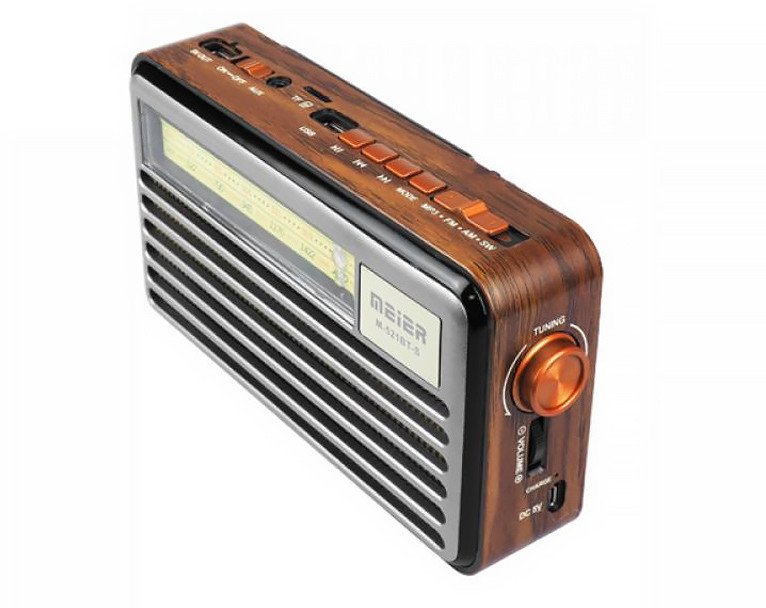 Radio portative MEIER M-521BT-S, Bluetooth, panel diellor, gri retro