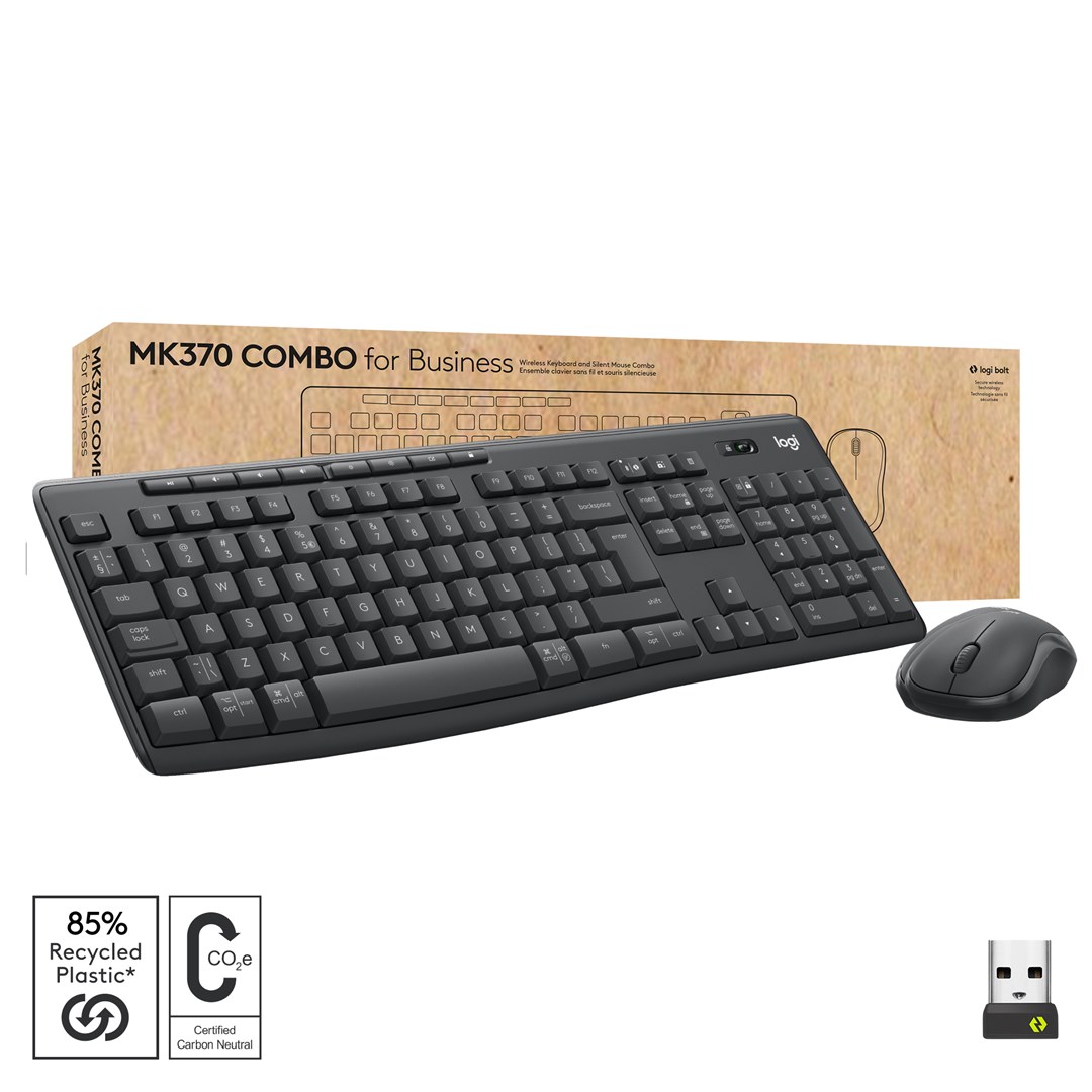 Set tastierë dhe maus Logitech MK370, wireless, i zi