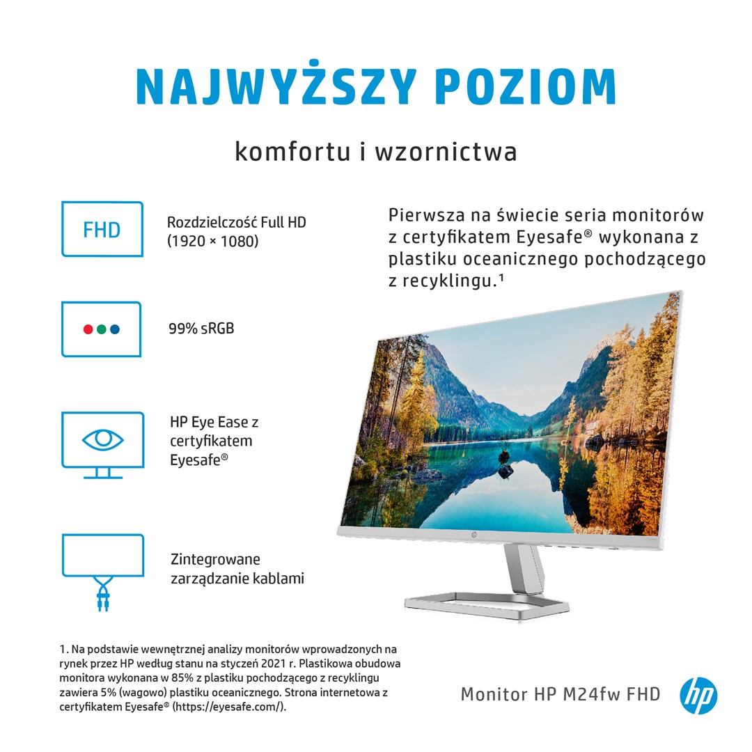 Monitor HP M24fw (2D9K1E9), 23.8", 1920 x 1080, Full HD, 75 Hz, i hirtë