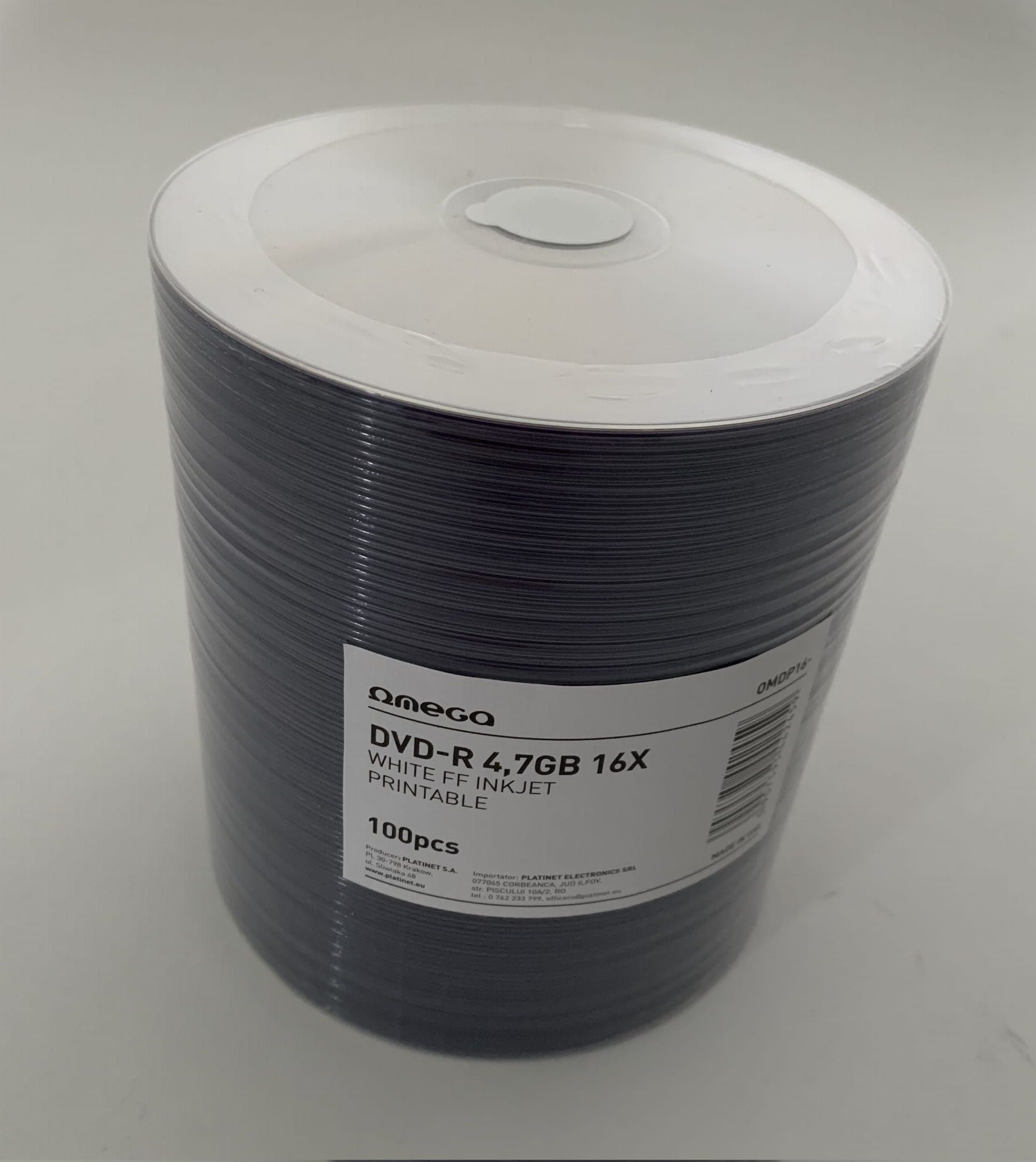 Disqe DVD-R Omega OMDP16, 4.7GB, 16x, paketim 100 copë