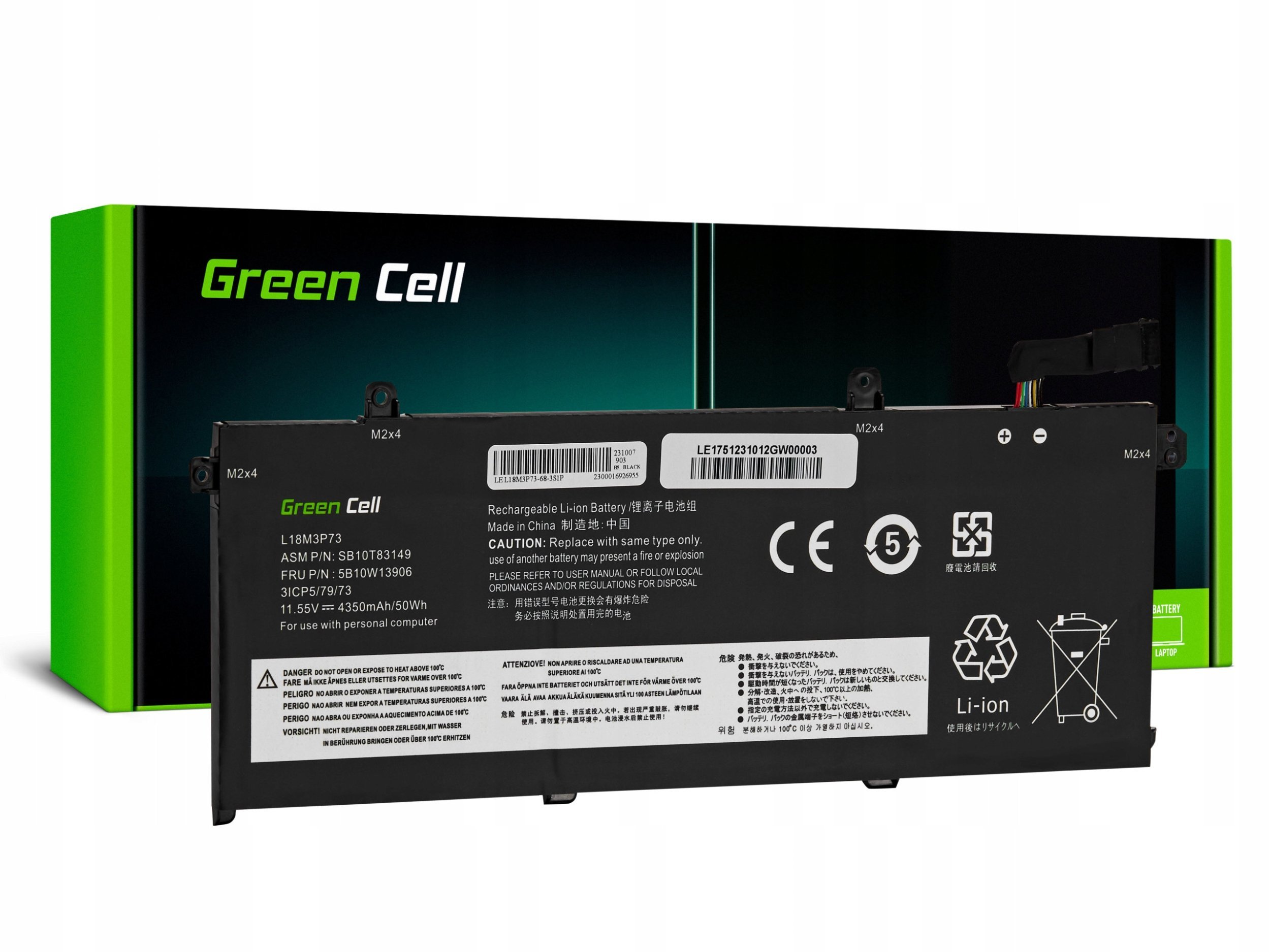 Bateri laptopi Green Cell GC-LE175, 11.55V, 4350mAh, e zezë