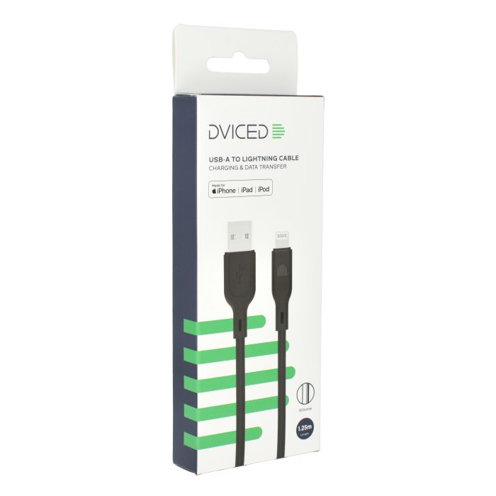 Dviced Cable USB-A To Lightning Silicone 1,25M, Black