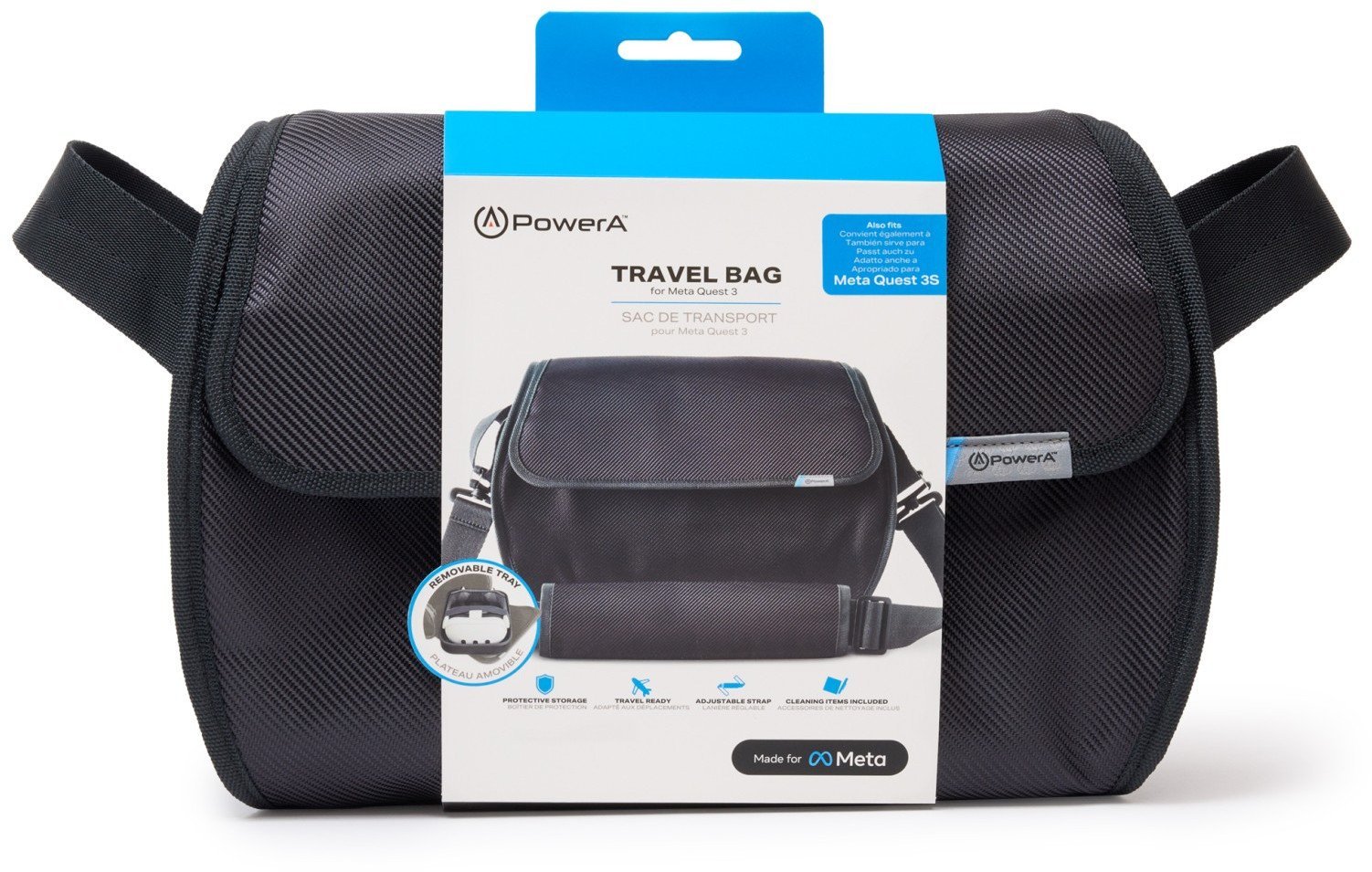 Çantë udhëtimi PowerA Travel Bag për Meta Quest 3 3S, me rrip shpatulle, gri