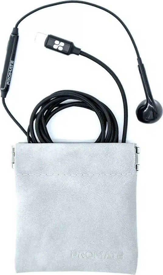 Kufje mono in ear Promate MonoPod LT, lidhje Lightning, me mikrofon, të zeza