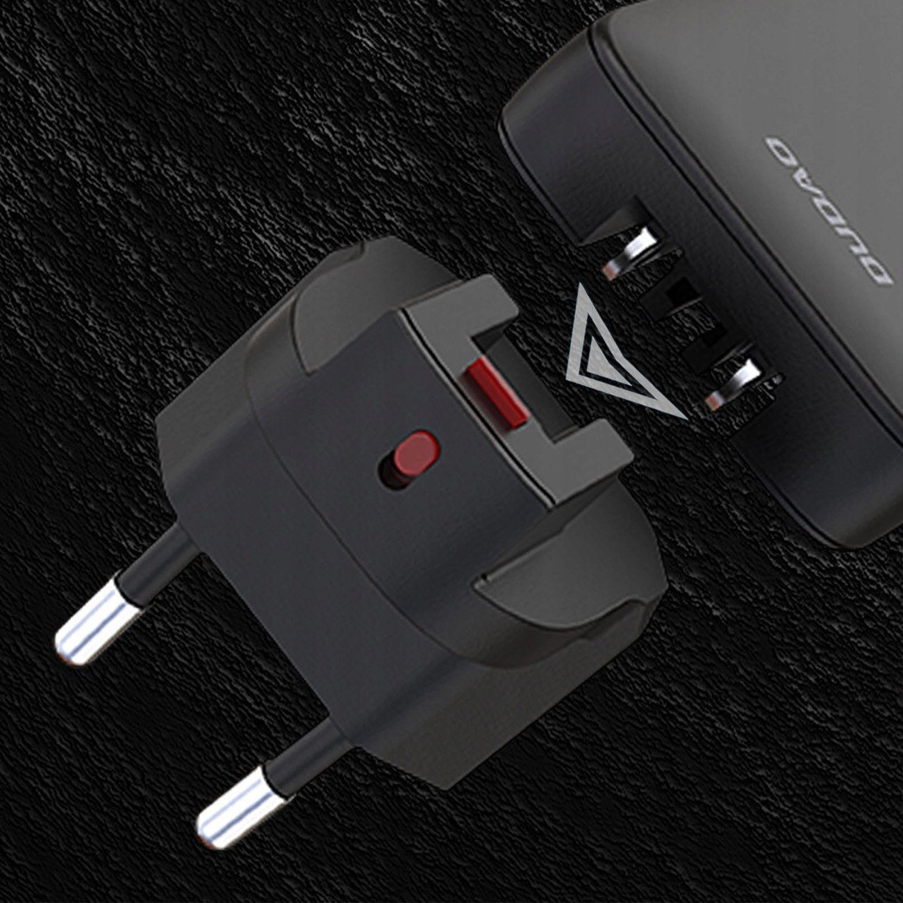Полнач за ѕид Dudao GaN A65Q, 65W, USB-A USB-C PD, црн