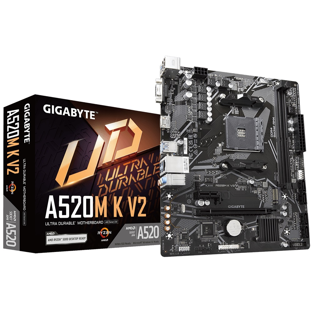 Pllakë amë Gigabyte A520M K V2, Micro-ATX, AM4, DDR4, e zezë