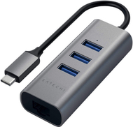 USB Hub Satechi USB-C 2in1 Ethernet, i hirtë