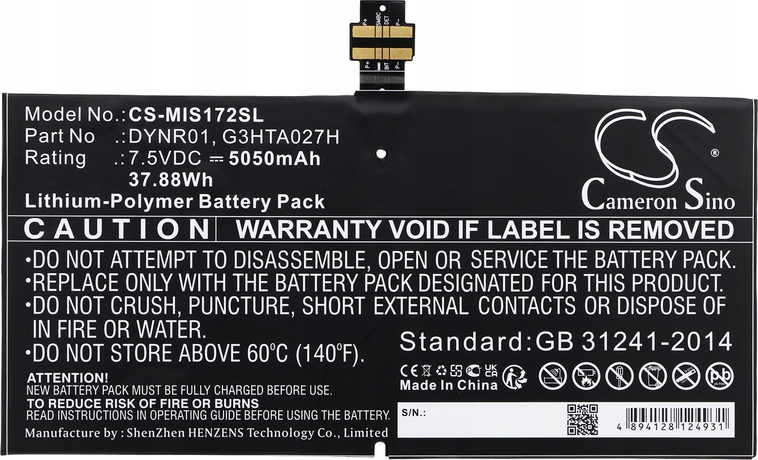 Bateri për tablet Microsoft Surface Pro 4 1724, Li Polymer, zëvendësuese, e zezë