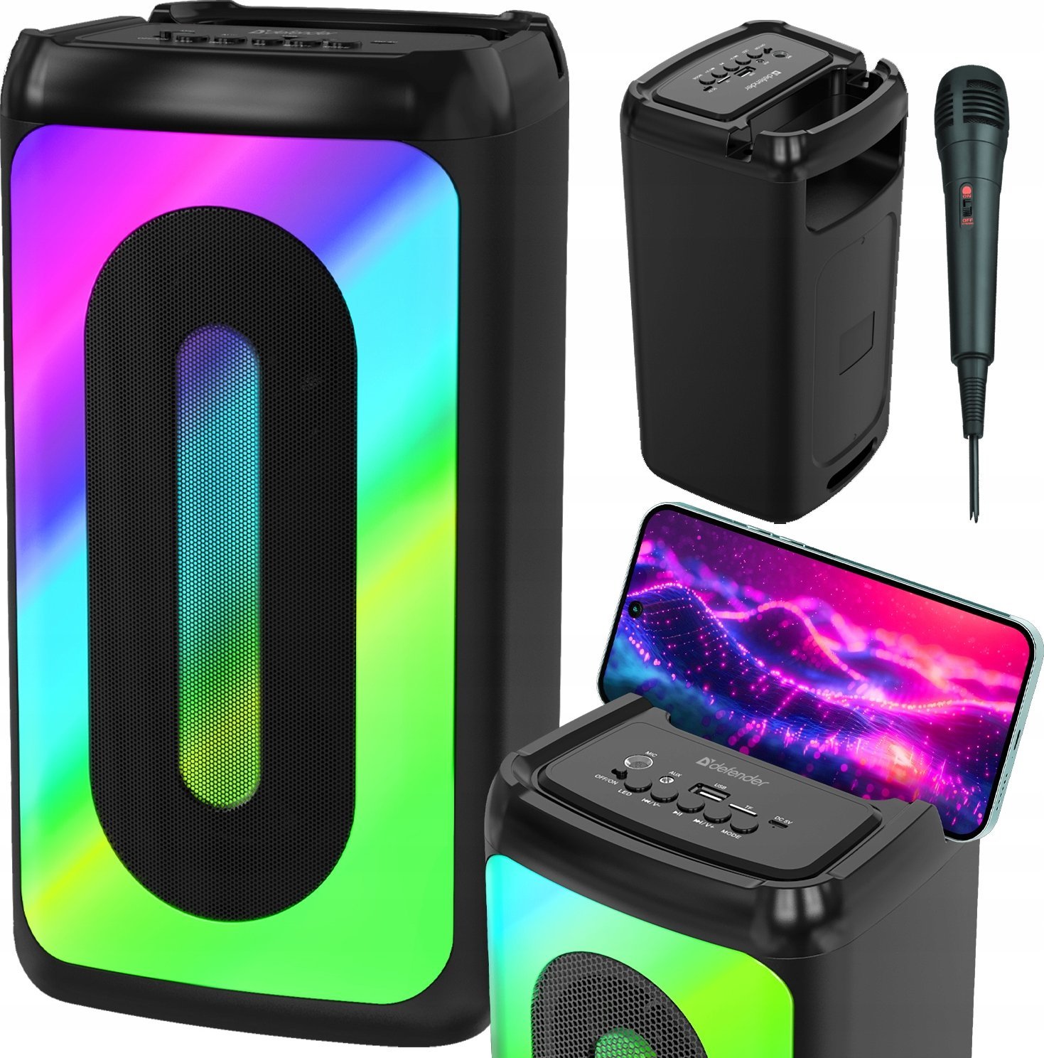 Kuti zëri pa tela Age Boombox Karaoke, set 2 copë, portative, e zezë