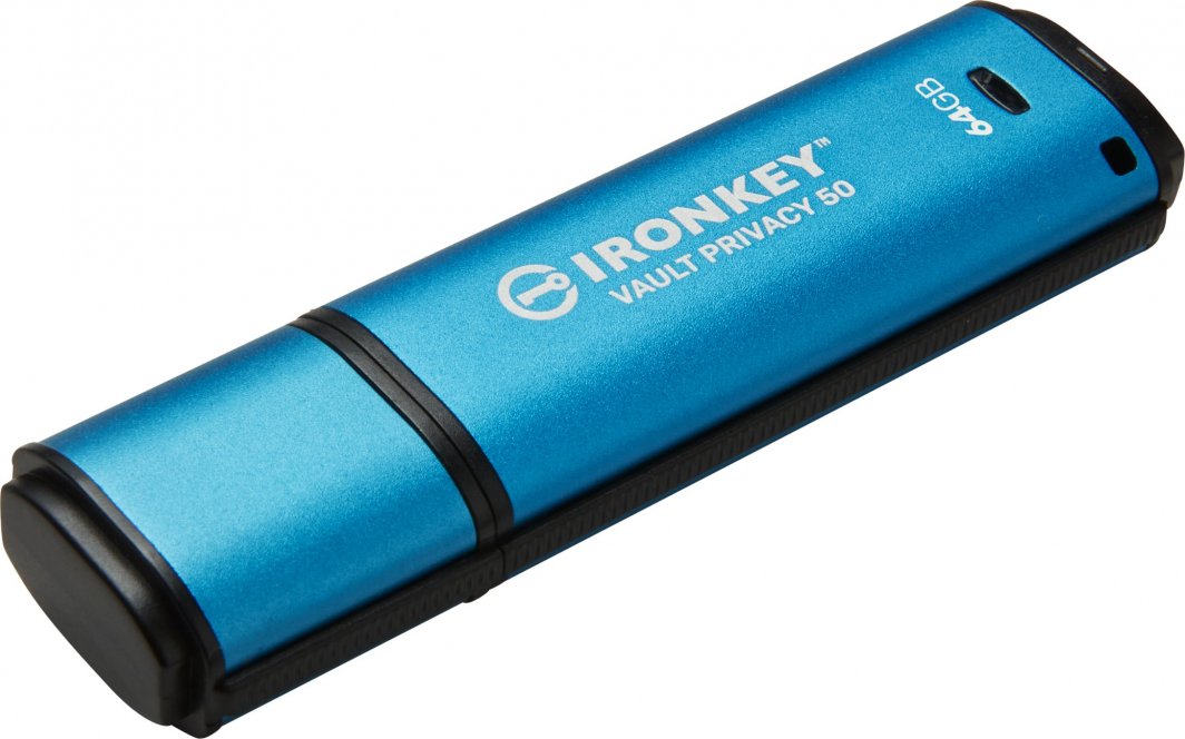 USB Kingston IronKey Privacy 50, 64 GB, i kaltër