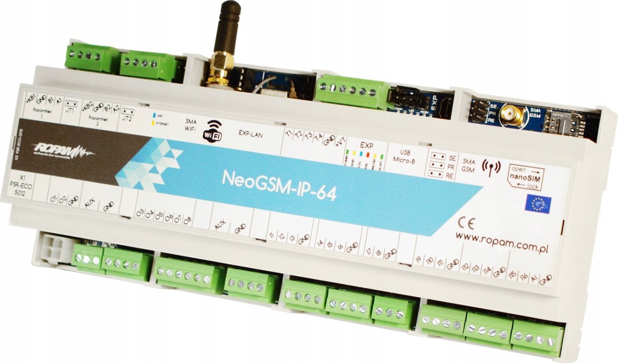Modul Ethernet Ropam EXP-LAN NeoGSM-IP, RJ45 10/100, zgjerues paneli, i bardhë
