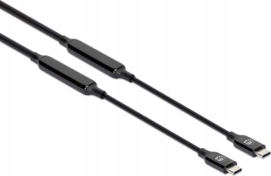 Kabllo USB C Manhattan, 5m, USB 3.2 Gen2 10Gbps, 60W 3A, e zezë