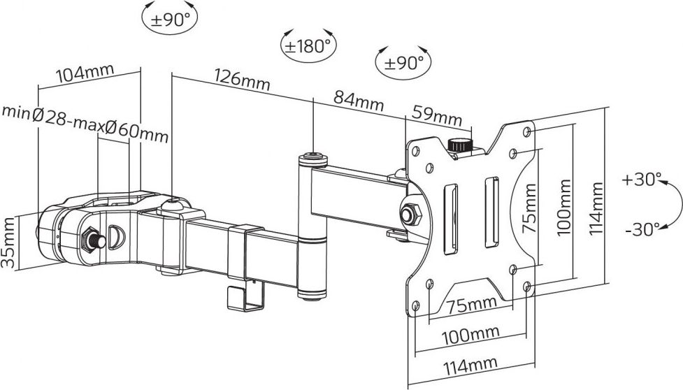Suport TV Techly ICA-LCD-110BK, 17"-32", VESA 100x100, i zi