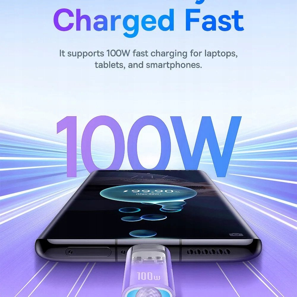 Kabllo Baseus Explorer, USB C në USB C, 100W, 1m, vjollcë