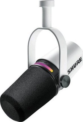 Динамички микрофон Shure MV7+, USB C XLR, за подкаст, бел