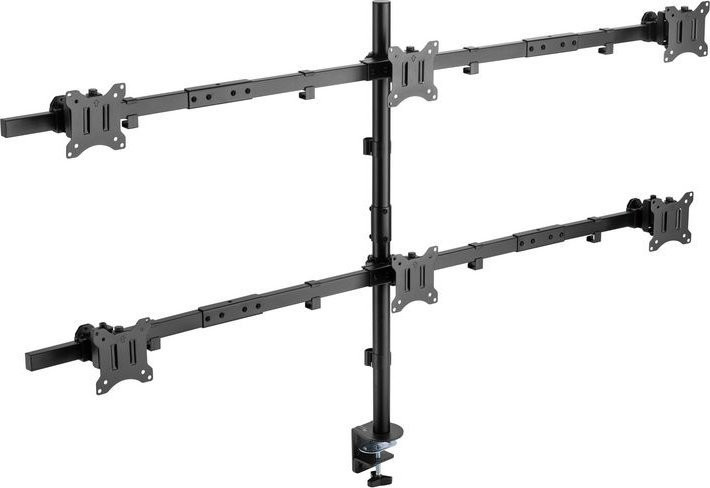 Krah tavoline për monitorë LevelOne Equip 650160, 6 monitorë 17"-32", çelik, i zi