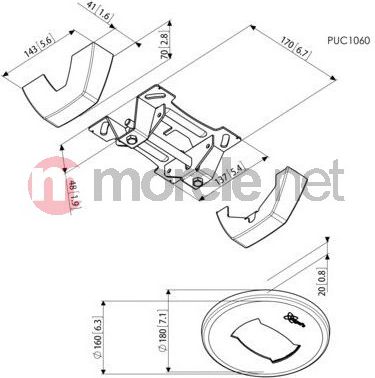 Pllakë montuese tavani Vogel's Professional PUC 1060, 80kg, e zezë