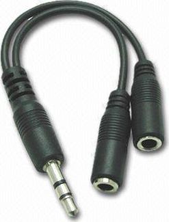 Kabllo PremiumCord Jack 3.5mm - Jack 3.5mm x2, 0.1m, e zezë