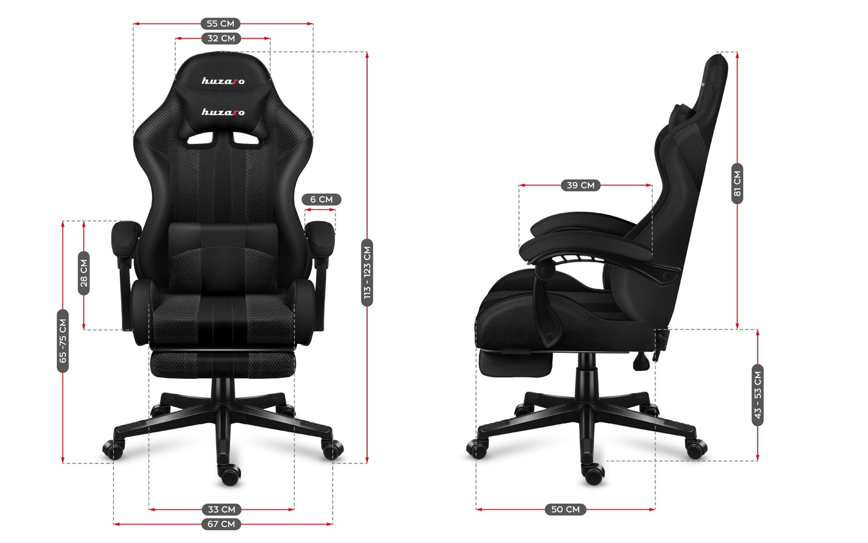 Karrige lojërash Huzaro Force 4.7 Carbon Mesh, e zezë 