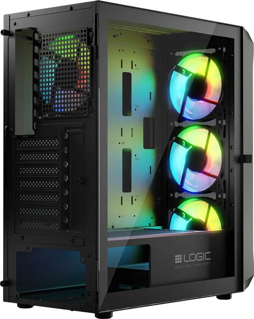 Kase kompjuteri Logic Concept Portos ARGB, MIDI Tower, xham i kalitur, e zezë