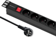Листел RACK Qoltec 1U, 8x FRENCH, 16A, кабел 2m, црна