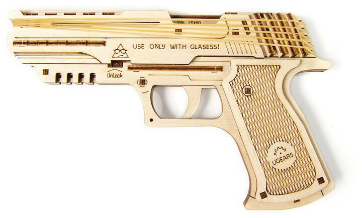 Lodër puzzle UGEARS - Pistol Wolf-01, orej druri, mekanike