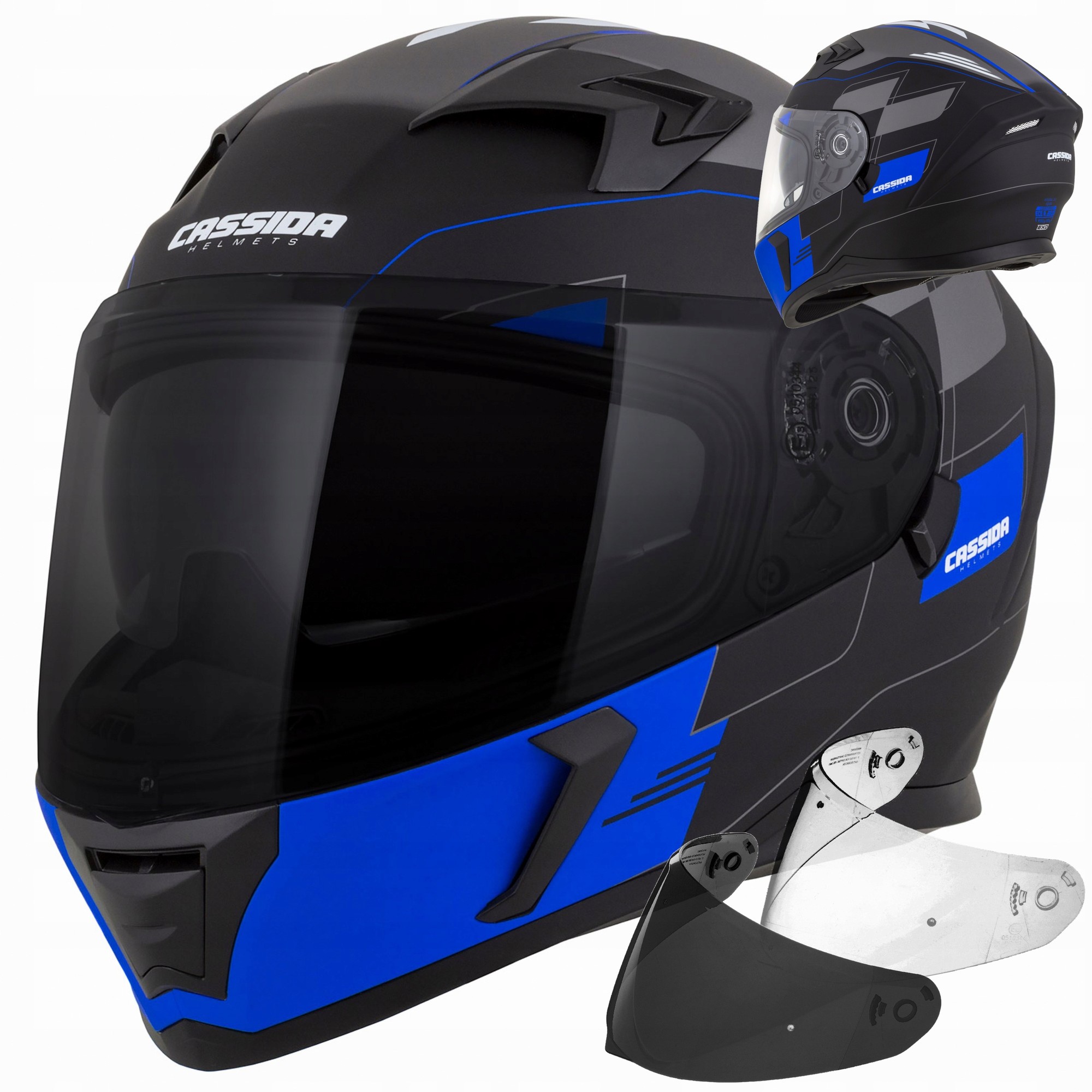 Helmetë moto Cassida 3.0 Rox, integrale, vizor i zi, XL