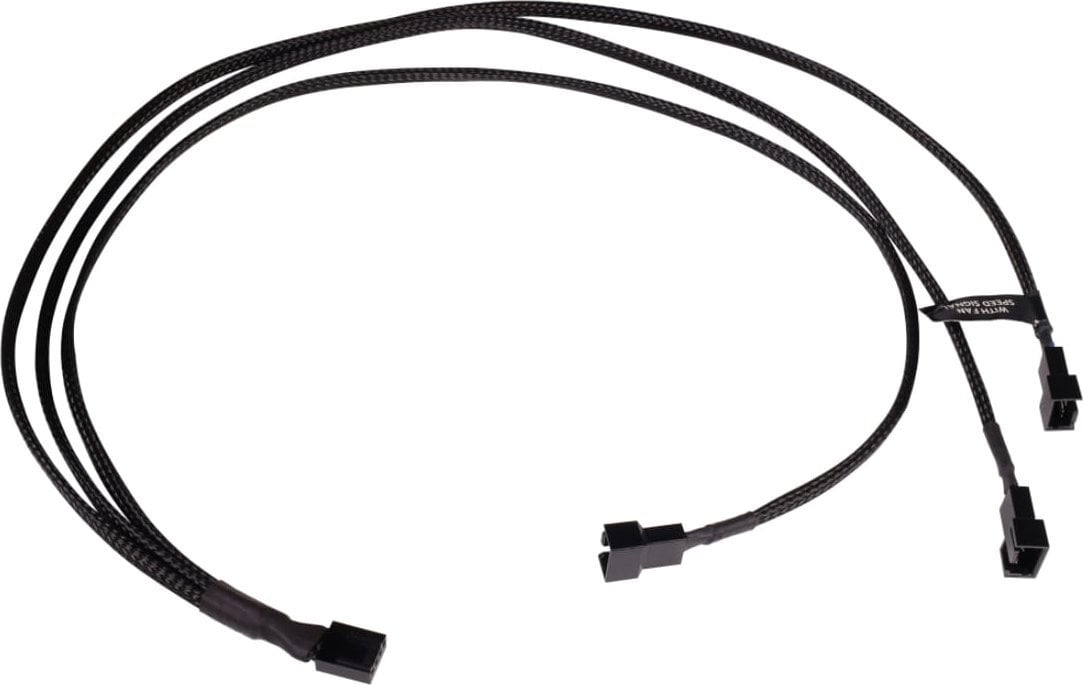 Kabllo ndarëse ventilatorësh Alphacool Y-Splitter, 4-pin në 3x 4-pin PWM, 60cm, e zezë