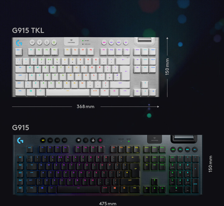 Tastierë Logitech G915 TKL Lightspeed, GL Tactile, US, e argjendtë