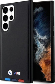 Futrollë BMW BMHCS23L22PTDK për Samsung Galaxy S23 Ultra, lëkurë Tricolor, e zezë