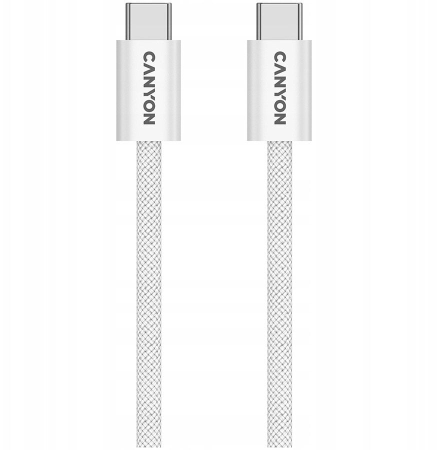 Kabllo USB Canyon OnWire 60MG, USB C në USB C, 60W, 1m, e bardhë