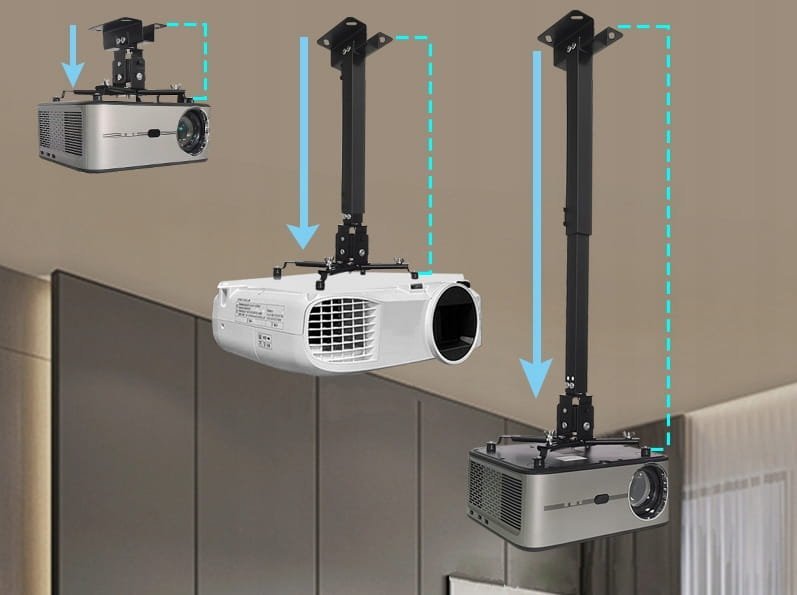 Универзален држач за проектор, монтажа на таван и ѕид, до 25 kg, црн