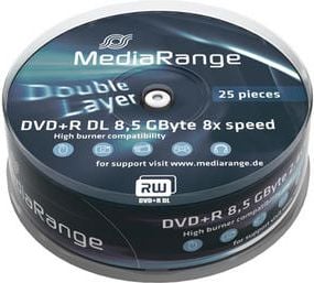Диск ДВД празен Медиарејнџ MR469, DVD+R DL, 8.5GB, 25 парчиња