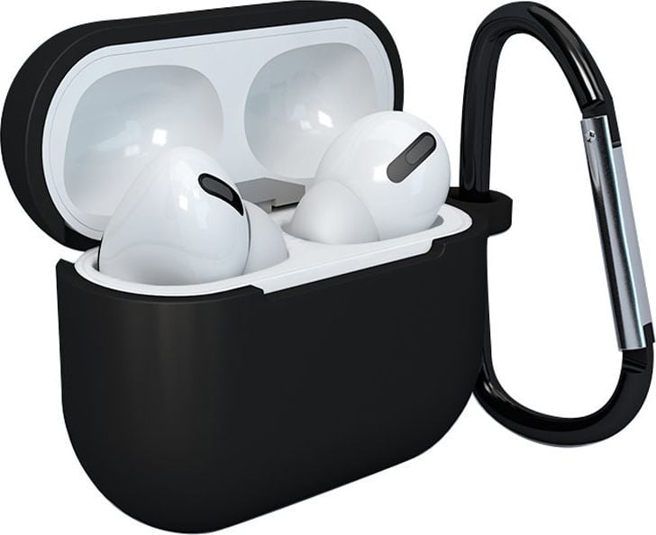 Mbrojtëse për kufje Hurtel Case D për AirPods 3, silikoni, me unazë, e zezë