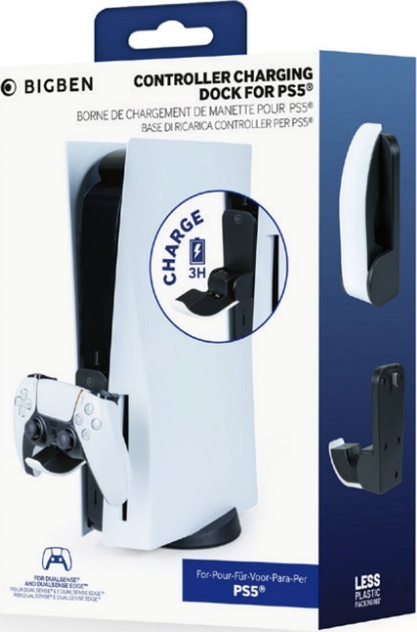 Stendë vertikale Nacon për PS5, me karikues DualSense, me port USB A, e zezë