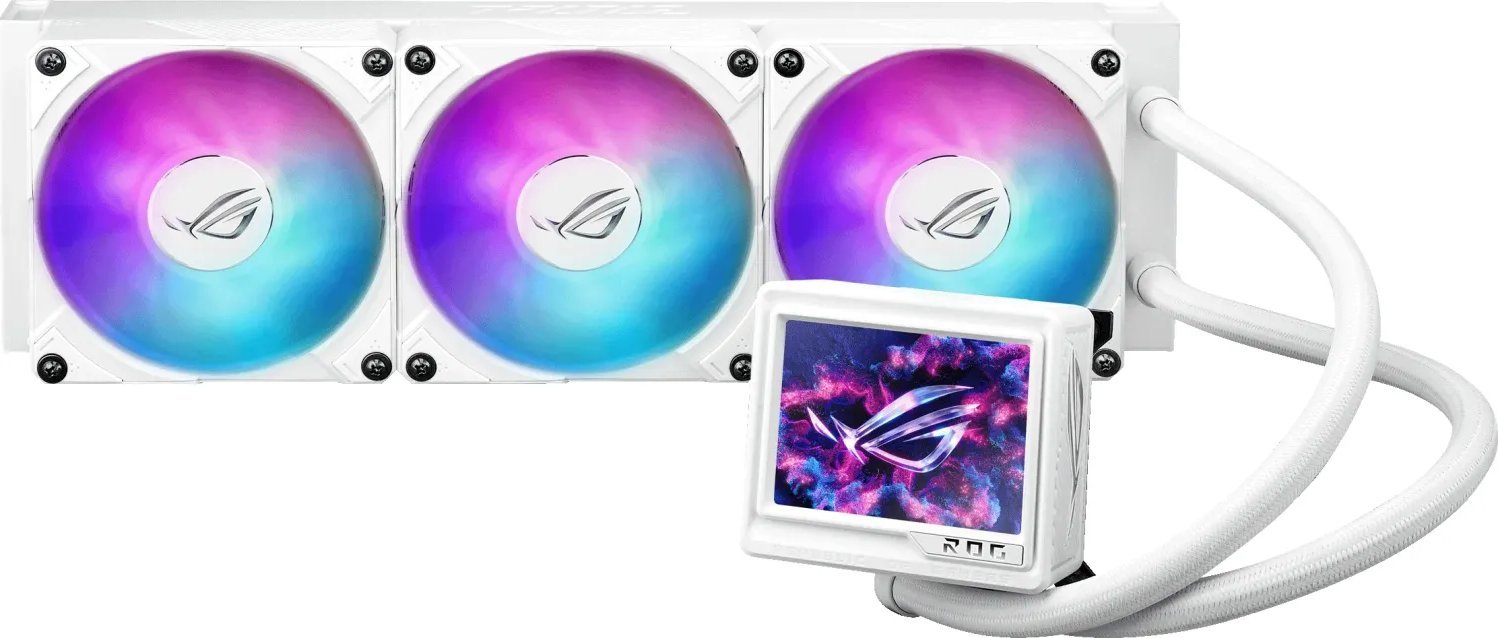 Ftohës uji për procesor ASUS ROG Ryujin III 360 ARGB Extreme, radiator 360 mm, ekran LCD 3.5", i bardhë