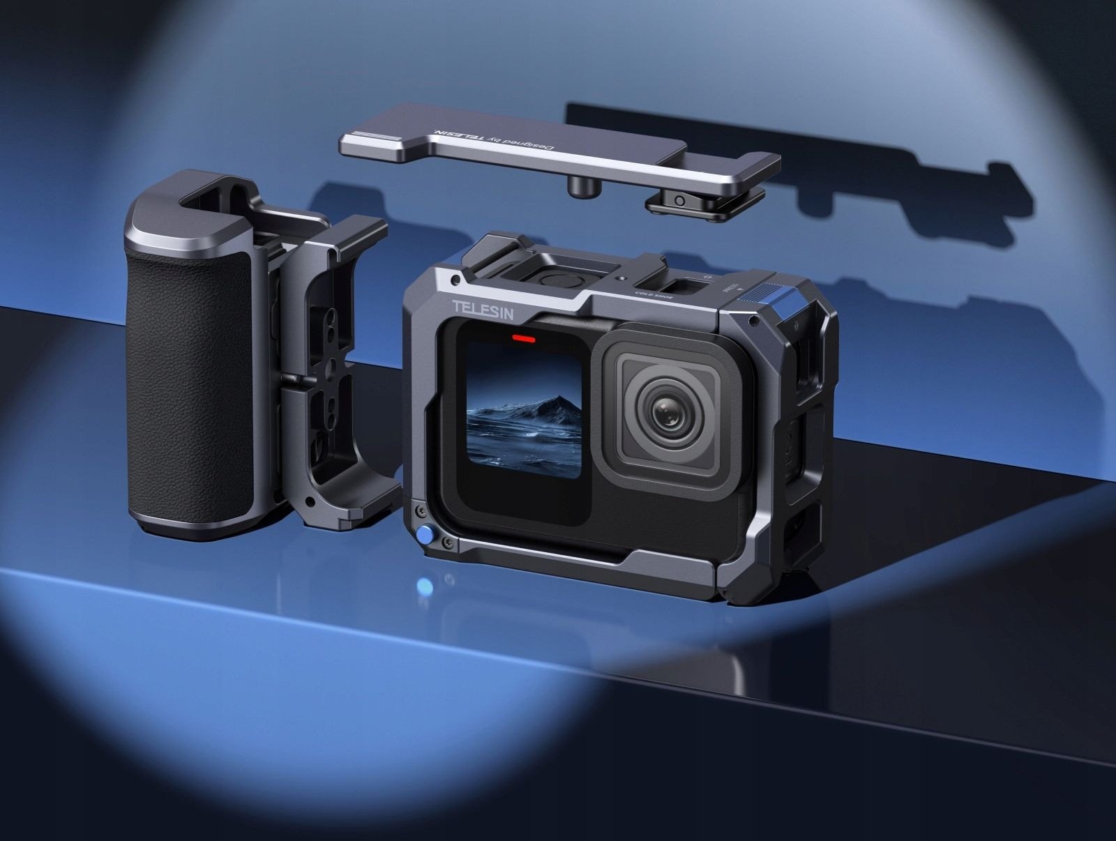 Set aksesorësh për kamerë aksion Telesin Streetgrip, për GoPro Hero 9 10 11 12 13, aliazh alumini, i zi