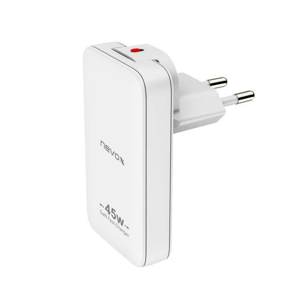 Karikues USB Nevox Dual Slim, 45W PD PPS QC3.0 GaN, i bardhë