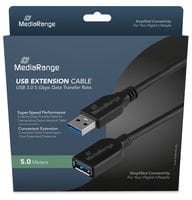 Kабел продолжувач USB MediaRange, USB 3.0, 5 m, црн