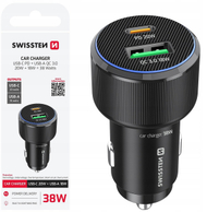 Karikues udhëtimi Swissten 3A Dual, 2x USB, me kabllo USB C, i zi