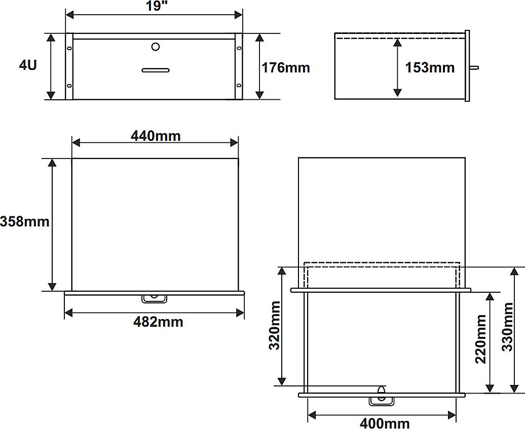 Sirtar RACK Pulsar RAS-R4, 19", 4U, metalik i zi