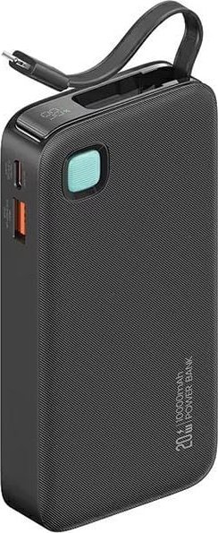 Powerbank Usams US CD225, 10000 mAh, PD 20W, me kabëll Lightning tërheqës, i zi