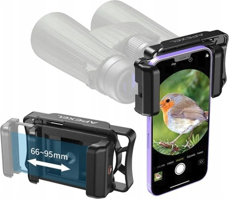 Mbajtëse universale telefoni Apexel APL-F002, për dylbi dhe teleskopë, e zezë
