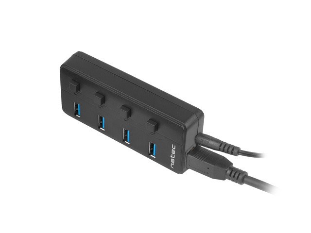 USB Hub Natec Mantis 2, 4 porte USB 3.0, e zezë