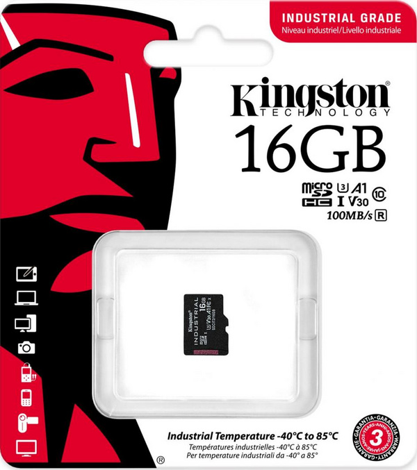 Мемориска картичка microSD Kingston Industrial MicroSDHC 16 GB Class 10 UHS-I/U3 A1 V30