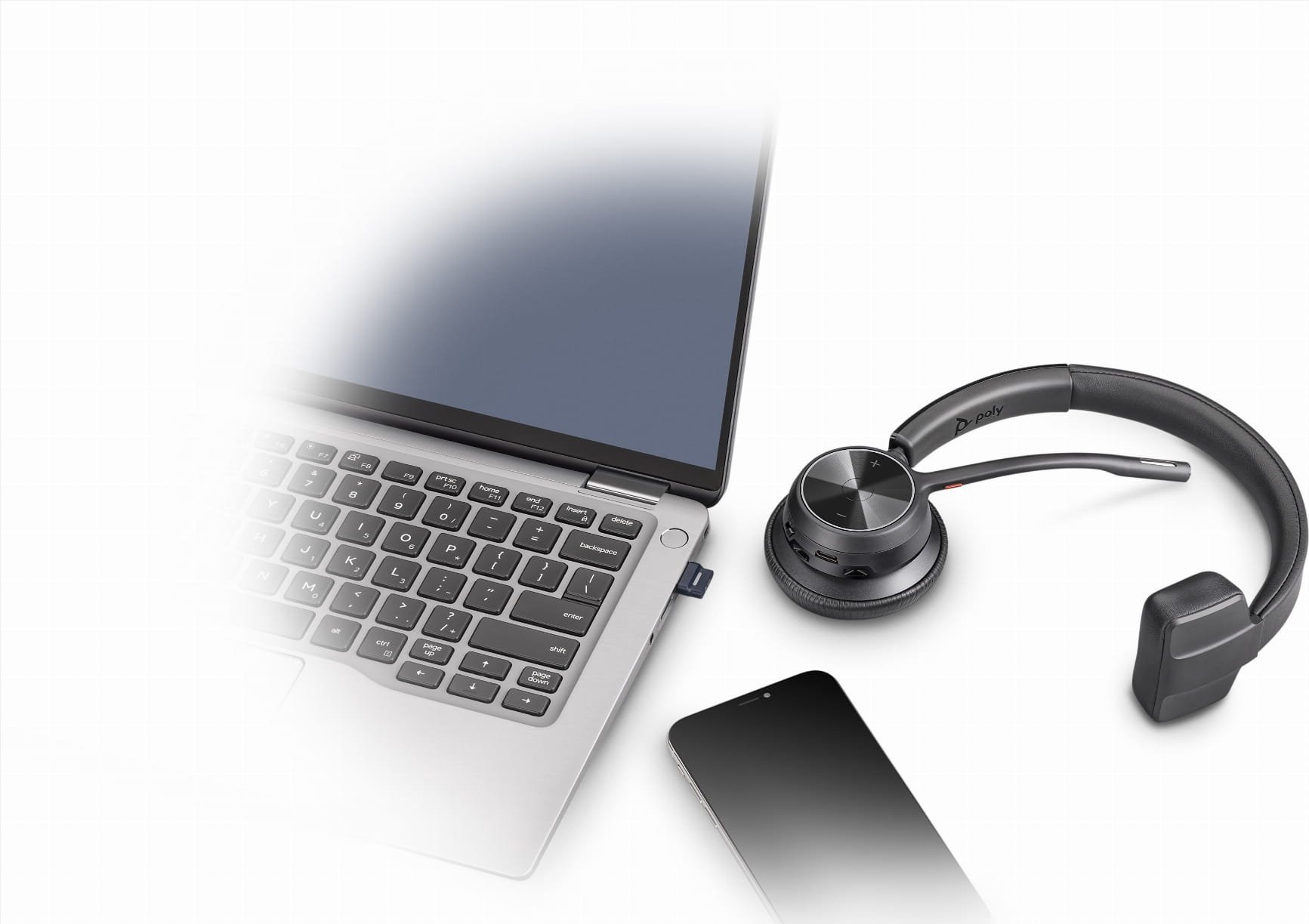 Kufje wireless mono HP Poly Voyager 4310 UC, Bluetooth USB-C, me qëndrim karikues, e zezë